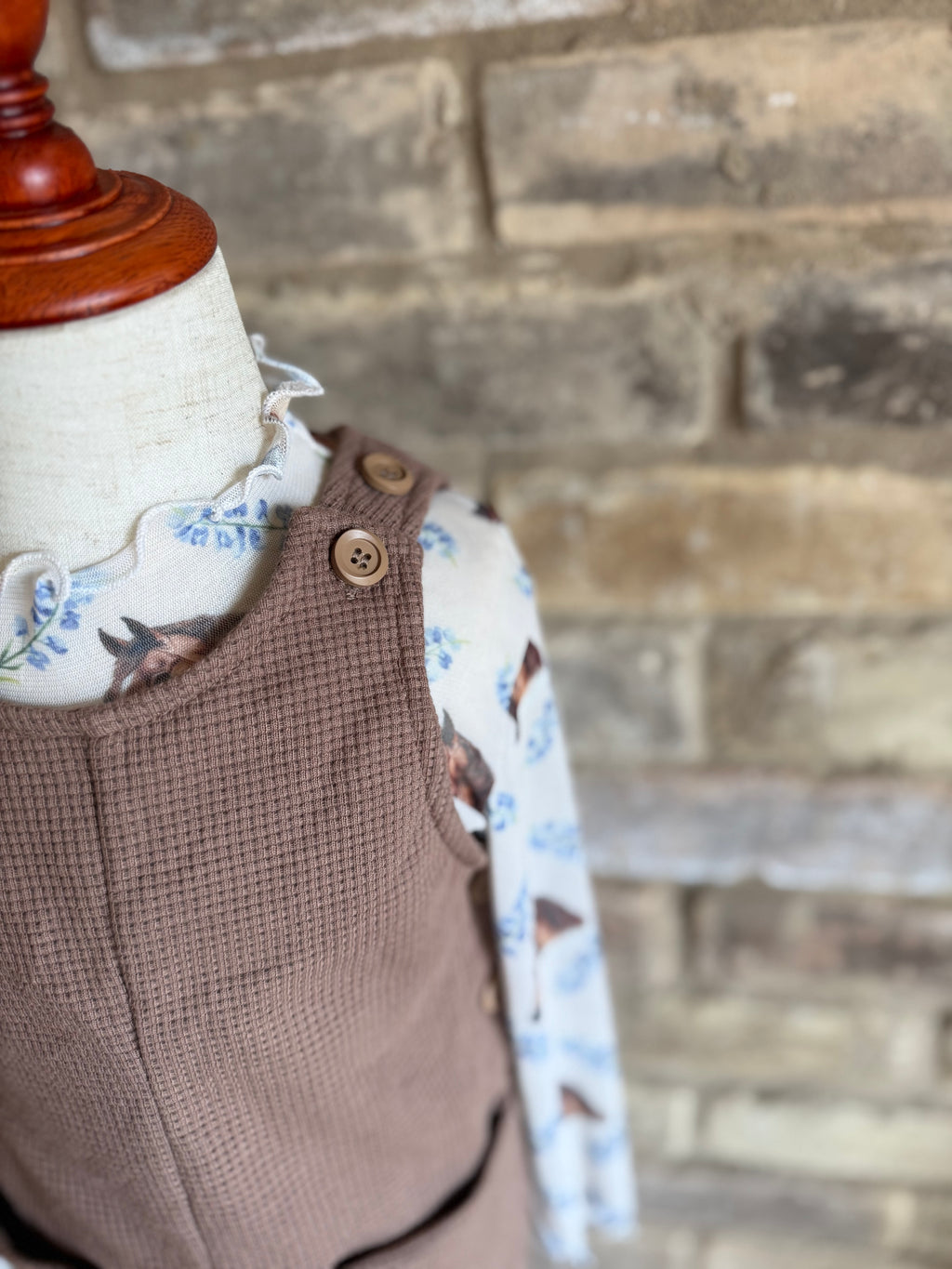 Brown Waffle Overall Dress