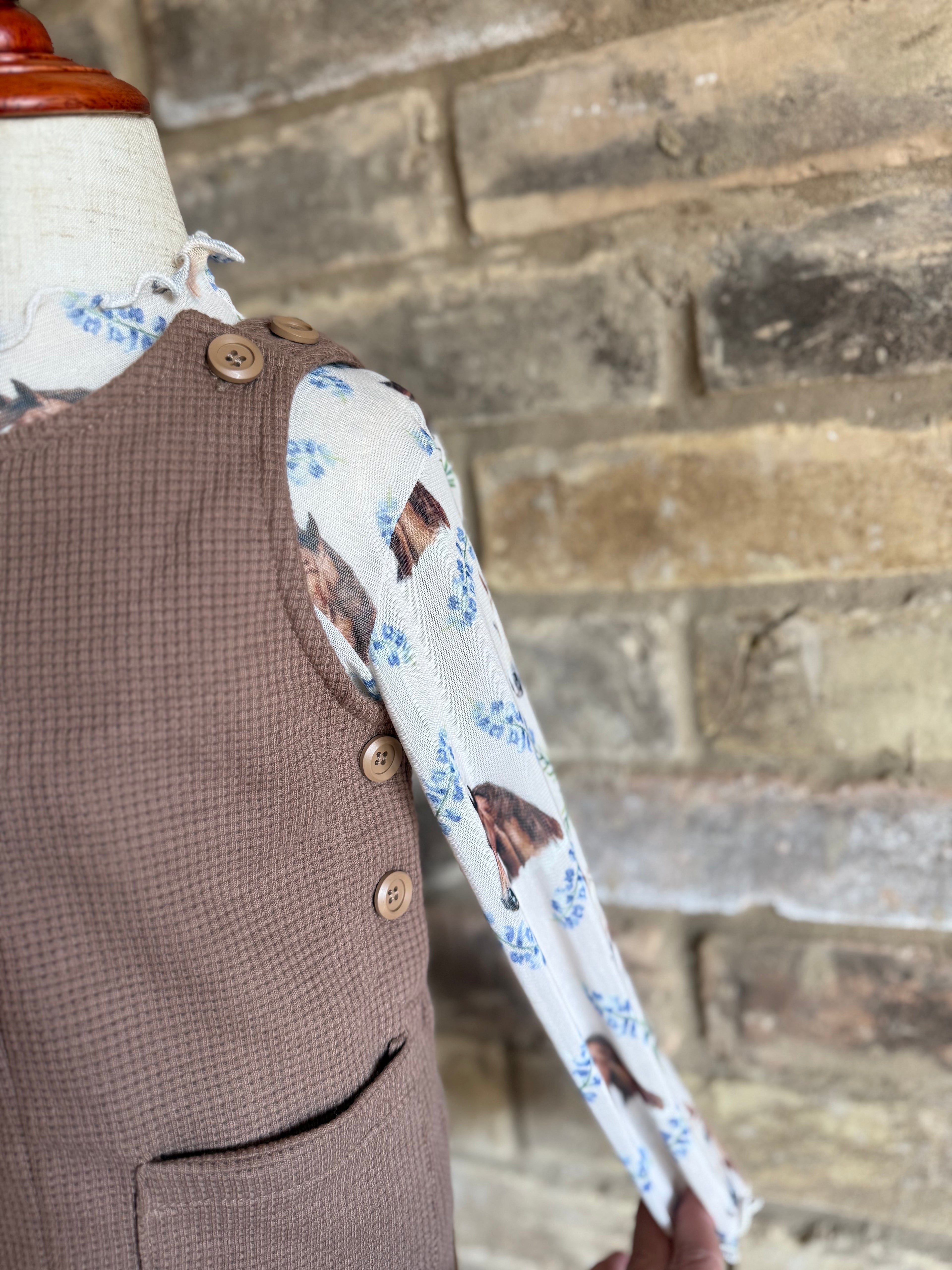 Brown Waffle Overall Dress