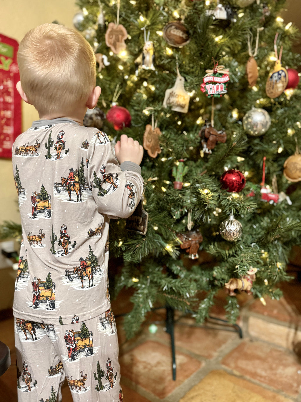 Santa at the Ranch PJs-kids