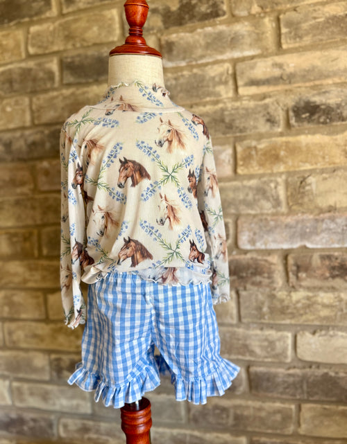 Blue Gingham Ruffle Shorts