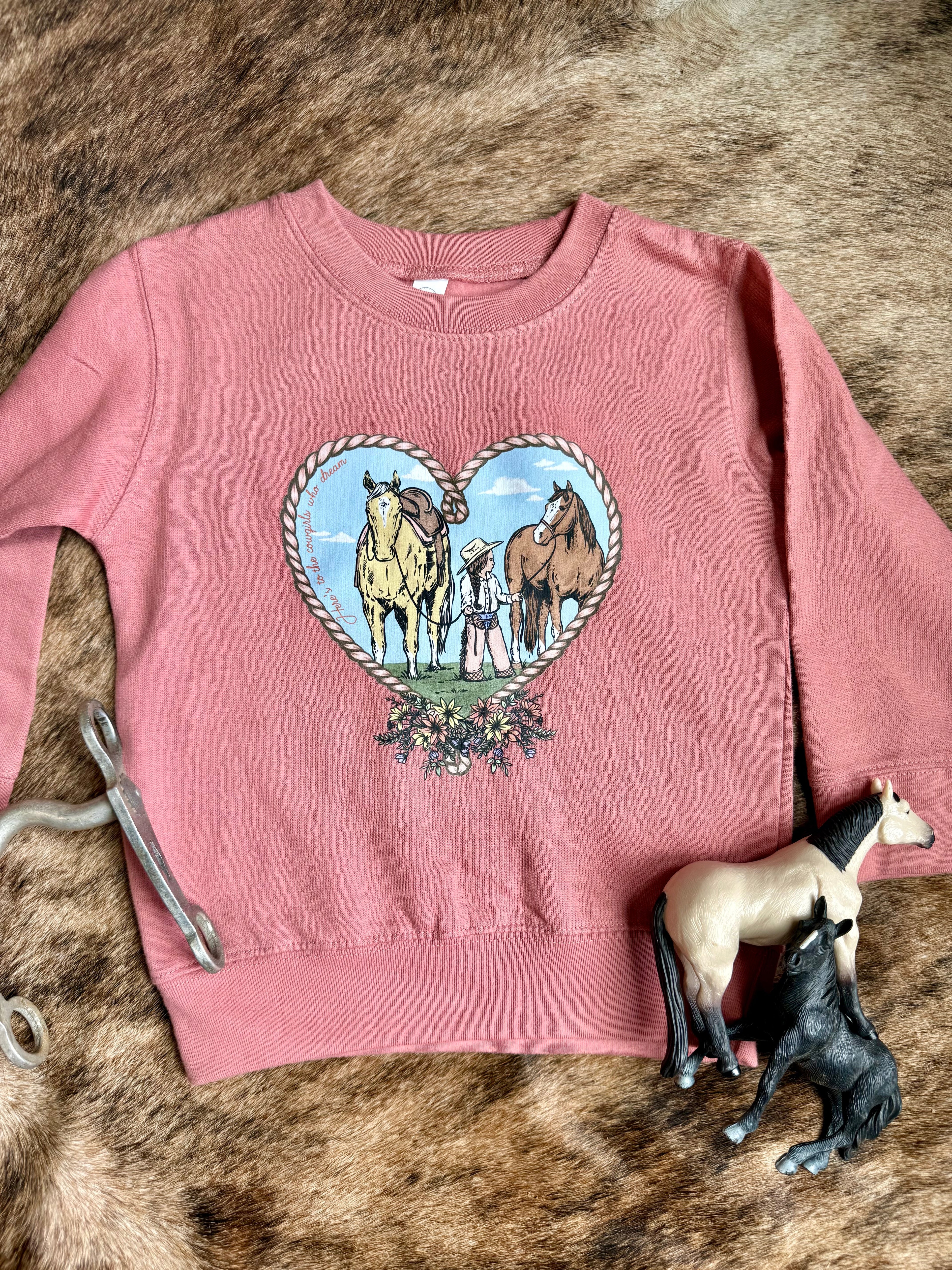Here’s to the Cowgirls who Dream Sweatshirt Kids WS